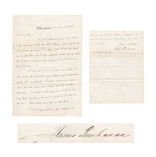 James Buchanan Autograph Letter - Scarce In Als - Very