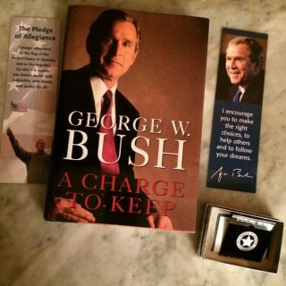 President George W.  Bush Signed White House Edition/1st Ed & Sterling Pin,  More