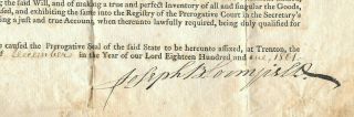 REVOLUTIONARY WAR JERSEY GOVERNOR JOSEPH BLOOMFIELD SIGNED DOCUMENT 1801 2