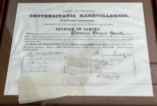 1842 ANDREW JACKSON SIGNED DIPLOMA UNIVERSITY OF NASHVILLE,  11 CURATORS NR 8955 2