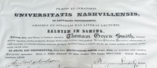 1842 ANDREW JACKSON SIGNED DIPLOMA UNIVERSITY OF NASHVILLE,  11 CURATORS NR 8955 3