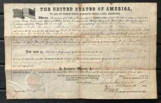 President James Buchanan Signed Land Grant,  Alabama Volunteers,  War With Mexico