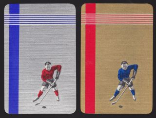 2 Single Vintage Swap/playing Cards Sports Men Ice Hockey Gold/silver