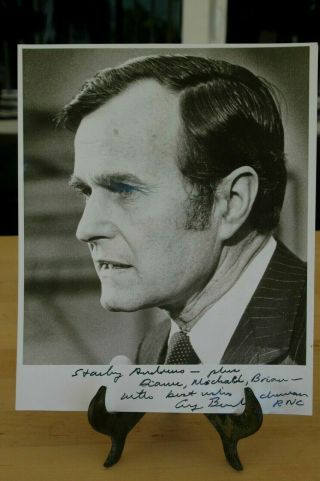 President George Hw Bush Signed Rnc 8 " X 10 " Glossy Photo 1970 