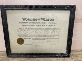 Woodrow Wilson - Civil Appointment Signed 1914 With Co - Signers