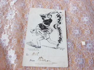 Antique Victorian Post Card/father Christmas Riding On Postman 