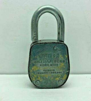 Vintage Gougler Keyless Lock Co.  Padlock No Combination - Kent,  Ohio 3