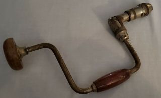 Vintage Antique Hand Drill With Wood Knob And Handle Made In Germany