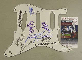 Woodstock 1969 Signed Autograph Auto Strat Guitar Pickguard X7 Artists Jsa