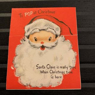 Vintage Greeting Card Christmas Santa Claus Snowman Pop Man