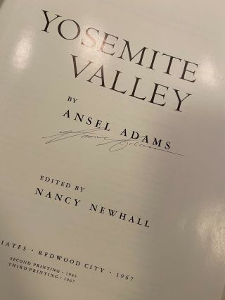 Ansel Adams Signed Book,  Yosemite Valley