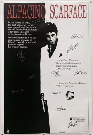 Authentic 1983 Scarface " Full Cast Signed " Movie Poster.  Sorry No