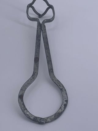 Antique Hand Forged Iron Ice Tongs Kitchen Primitive 10” L