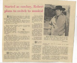 Robert Horton Cowboy To Musical Comedy Green Bay Press Gazette 1963 Clippings