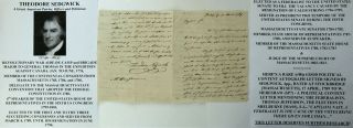 Revolutionary War Major Continental Congress Speaker Sedgwick Letter Signed 1789