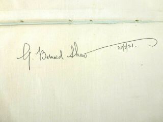 Theatrical Autographs Includes George Bernard Shaw Dated 1921 In Peterborough