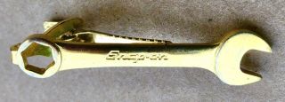Vintage Snap - On Tools Gold Tone 1/4 Inch Wrench Tie Clip Clasp