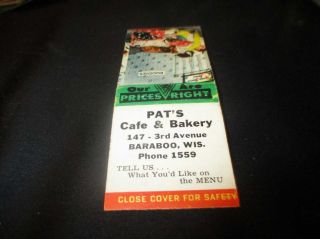 Vintage Matchbook Cover Pat 