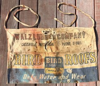 Vintage Walz Lumber Co.  Nail Apron Cassville Wisconsin Bird Roofs Very Rough