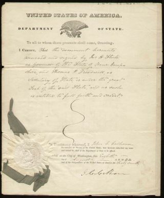 John C.  Calhoun - Document Signed 08/08/1844 With Co - Signers