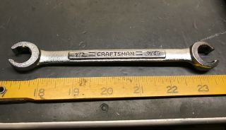 Vintage Craftsman - Vv - 44171 1/2” X 9/16” Flare Nut Wrench Great Shape Usa