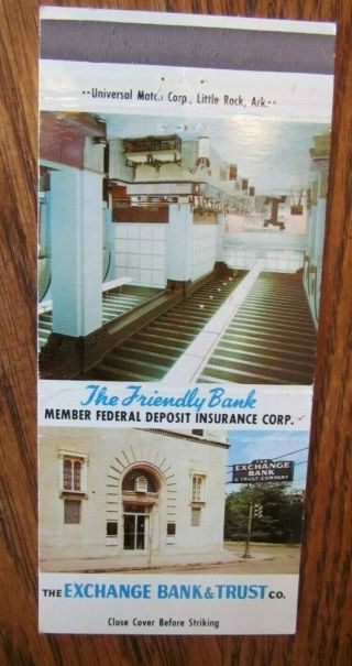 Matchbook: Exchange Bank & Trust Co.  (little Rock,  Arkansas) (c1960s) - F17