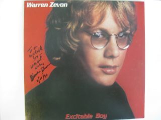 Warren Zevon - Rare Autographed Album - Hand Signed In 1990 " To An Excitable Boy "