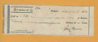 Signer Pennsylvania George Clymer Signed Check Feb16,  1804 Rare Autograph