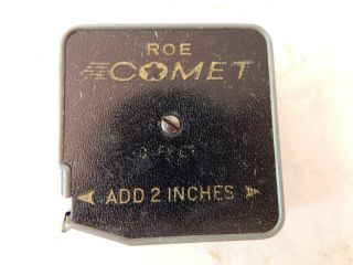Vintage Roe Comet 10 Foot Tape Measure In Metal Case - Made In U.  S.  A.