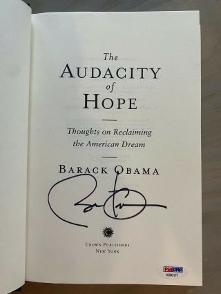 Barack Obama President Signed Autograph The Audacity Of Hope Book Psa/dna