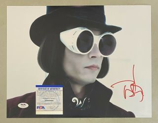 Johnny Depp Signed 11x14 Color Photo Autographed Willy Wonka Psa/dna