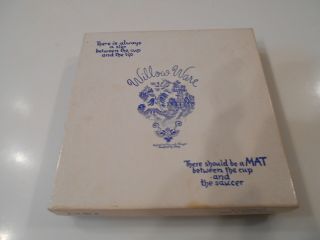 Vtg Willow Ware Paper Coasters - Blue - Great Britain - Freund - Mayer - In Orig Box