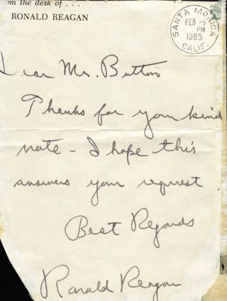 Ronald Reagan - Autograph Note Signed 02/25/1965