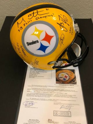 13 Pittsburgh Steelers Bowl Chmps Signed Autograph Full Size Helmet Jsa