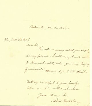 Levi Woodbury Autograph Letter Signed 1824 Nh Governor & Secretary Of Treasury