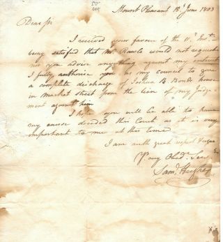 Revolutionary War Cannon Ironmaster Samuel Hughes Autograph Letter Signed 1803