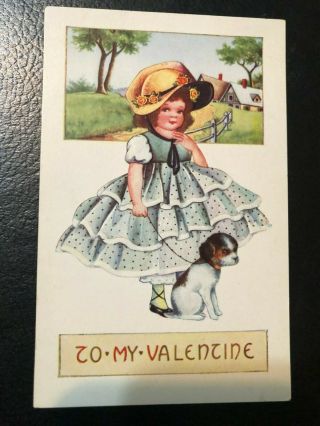 Early Girl Walking Dog Valentine 