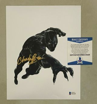 Chadwick Boseman Signed 8x10 Black Panther Photo Autographed Beckett Bas