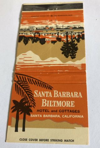 Vintage Matchbook Cover Santa Barbara Biltmore California