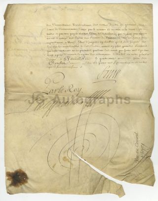 King Louis Xiv Of France Authentic Hand - Signed 1712 Document
