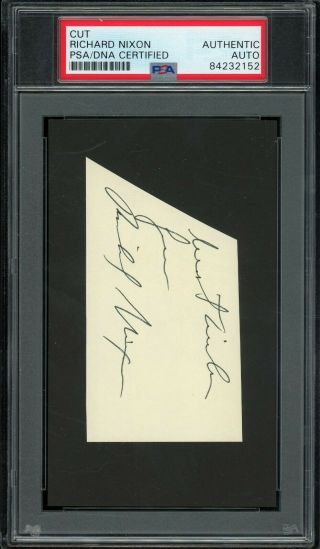 President Richard Nixon Signed Cut Autographed Psa/dna Auto