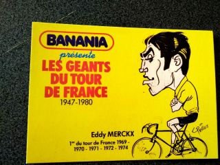 Tour De France Postcard Eddy Merckx Cycling Racing France Banania