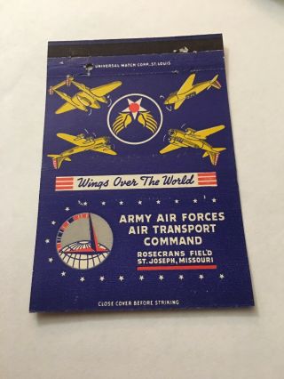 Vintage Matchbook Cover Matchcover Us Army Air Forces Rosecrans Field St Joseph