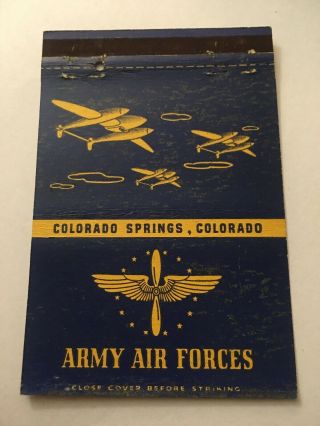 Vintage Matchbook Cover Matchcover Us Army Air Forces Colorado Springs Co