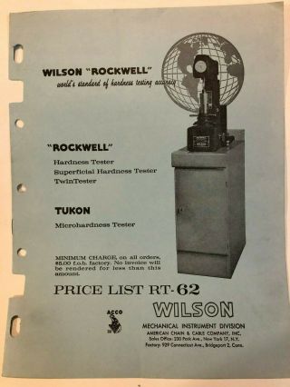 Wilson Rockwell Hardness Testers Mobile,  Tukon Micro,  Superficial Rt - 62 Price List