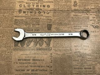 Vintage Proto & Challenger P & C 11/16 " Combination Wrench 12 - Point 2722 Usa