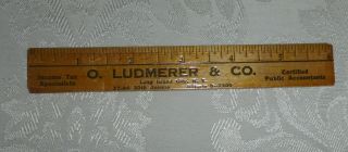 Vintage 6 - Inch Wooden Ruler – O.  Ludmerer,  Cpa