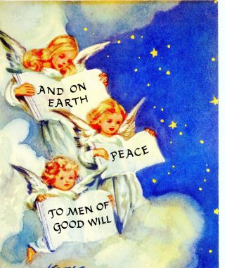 Vintage Brownie Christmas Greeting Card Angels By Erica Von Kager 3605