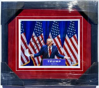 45th President Donald J.  Trump Signed Framed 8x10 Photo America Beckett Bas