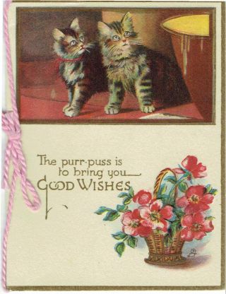 Raphael Tuck Vintage Christmas Greetings Card Cats